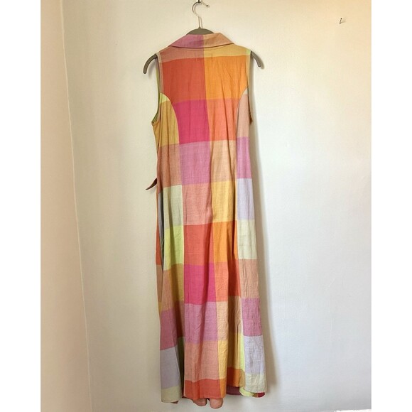 Rujuta Sheth Emily Jupiter Chex Collared Tie Front Dress Madras Cotton M - Picture 4 of 12